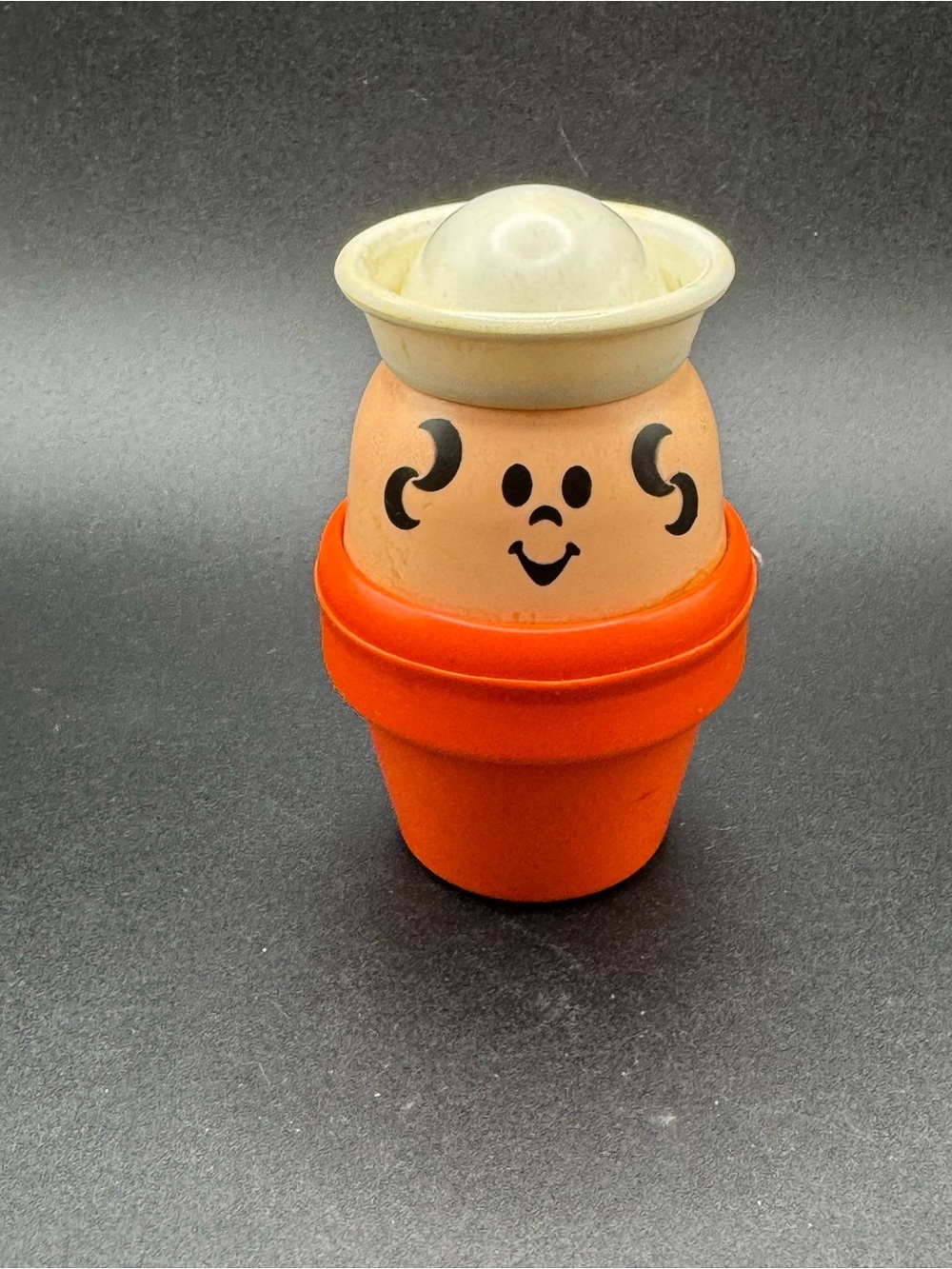 Vtg 1982 Playskool Orange Person People Figure White Sailor Hat Boy Rattle